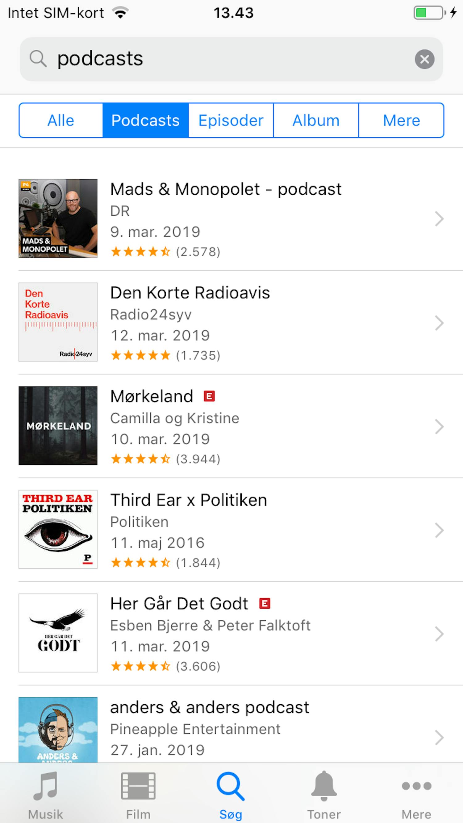 Bedste gratis podcasts på iPhone iTunes